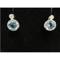 Brand new blue topaz & diamond stud earrings
