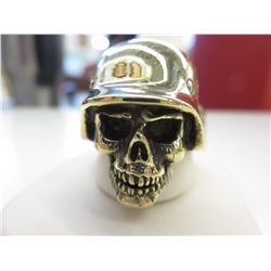 Man's solid bronze biker skull ring