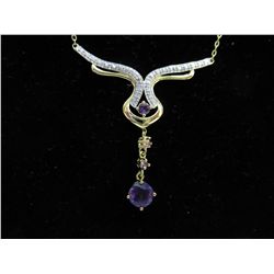 Stunning ladies' amethyst & diamond necklace set