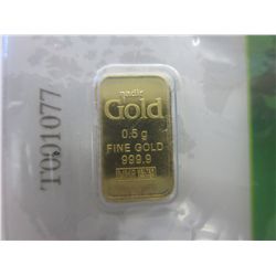 .999 solid gold bullion bar