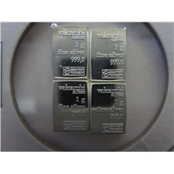 4 x .999 silver bullion Valcambi Swiss bars