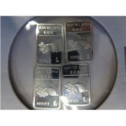 4 x .999 silver bullion gold fish bars
