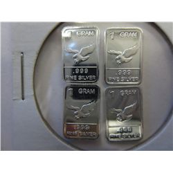 4 x .999 silver bullion bald eagle bars