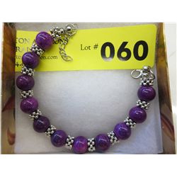 New purple jade bracelet with silver spacers
