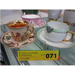 3 Teacups and saucers