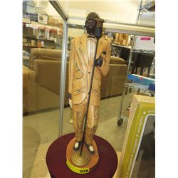 Louis Armstrong wood statue