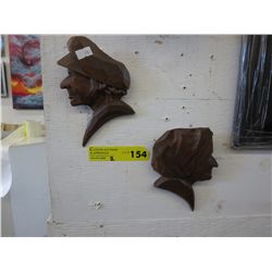 Vintage hand carved Berthier wall plaques