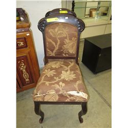 Antique wood chair - upholstered seat & back