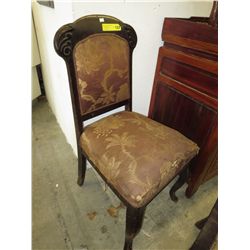 Antique wood chair - upholstered seat & back