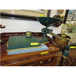 Vintage metal Grocer's scale - with weights