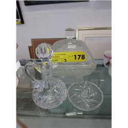 Crystal & pressed glass - 3 Pcs
