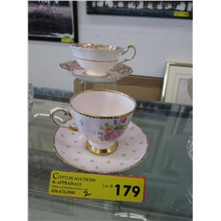 2 Pink teacup and saucer sets
