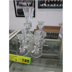 Vintage glass vases & candle holders