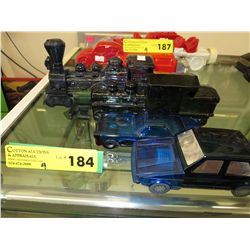 4 Blue Avon collectibles - Cars & Trains