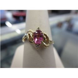 14KT yellow gold Pink Ice & Diamond Ring