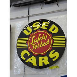 Tin 23" dia round "Used Cars" sign