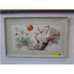 Silk needle work art picture