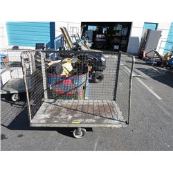 Rolling industrial hand truck with cage back
