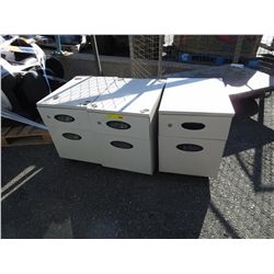 3 Rolling 2-door filing cabinets