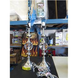 Pair of brush satin table lamps