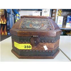 Wooden box with metal detail work