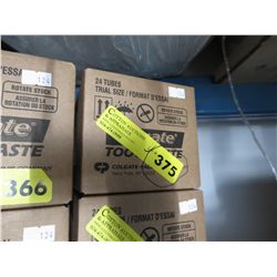 Case of Colgate trial size toothpaste