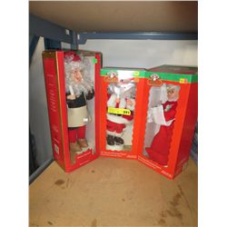 3 x 16" animated Christmas figurines, in box.