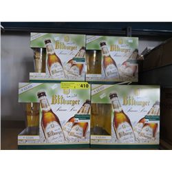 6 Bitburger beer glasses