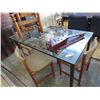Image 1 : Glass top dining table with metal legs & frame