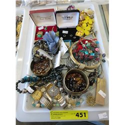 Costume jewelry, vintage watches, lighter
