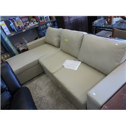 NEW Beige bonded leather sofa bed