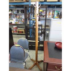 Oak free standing coat rack