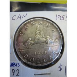 1953 CDN silver dollar, .800 silver