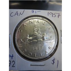 1957 CDN silver dollar, .800 silver