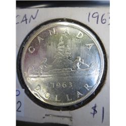 1963 CDN silver dollar, .800 silver