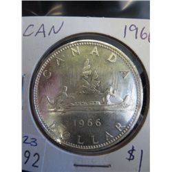 1966 CDN silver dollar, .800 silver