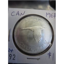 1967 Canadian Silver Dollar, .800 silver