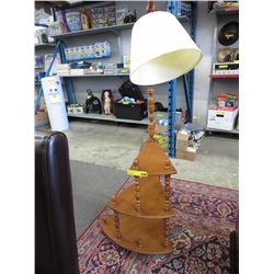 Colonial style floor lamp with 3 attached shelves