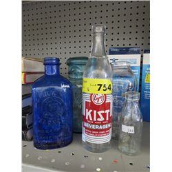 5 Glass bottles & jars, some vintage.