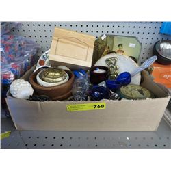 Box of misc. decorative & household items