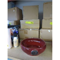 3 Glazed pottery container