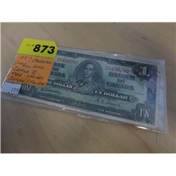 1937 CDN $1 Bill  - King George VI Type Variety