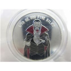 .999 solid silver colourized "Dracula" round