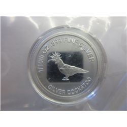 .999 solid silver colourized "Cockatoo" round