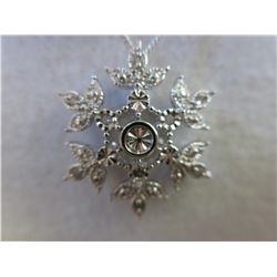 Sterling silver & diamond cluster pendant set