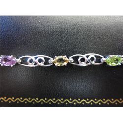 Ladies' multi-gemstone & diamond tennis bracelet