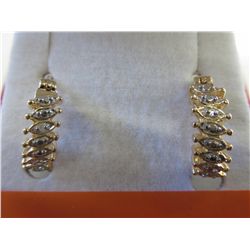 Ladies' gold & silver diamond lever back earrings