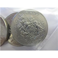 10 x Old Canadian  50 cent pieces - various years