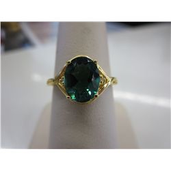 Fancy vivid green quartz & diamond dinner ring
