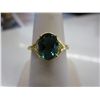 Image 1 : Fancy vivid green quartz & diamond dinner ring